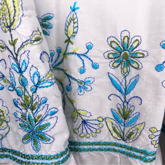 SIZE 5 JOE BENBASSET WHITE FLORAL EMBROIDERED SKIRT TIE ACCENT COTTON LINED BOHO - Picture 4 of 10